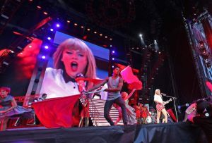 Taylor Swift performs at Investors Group Field Saturday as part of her Red tour. (TREVOR HAGAN / WINNIPEG FREE PRESS)